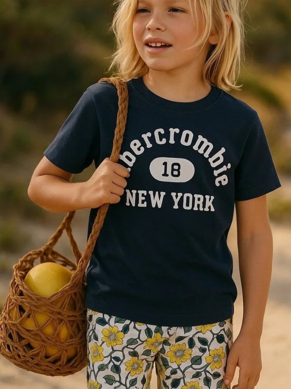 ABERCROMBIE & FITCH A&F Navy Blue Short Sleeve Graphic Tee Boys S 7 8 Girls